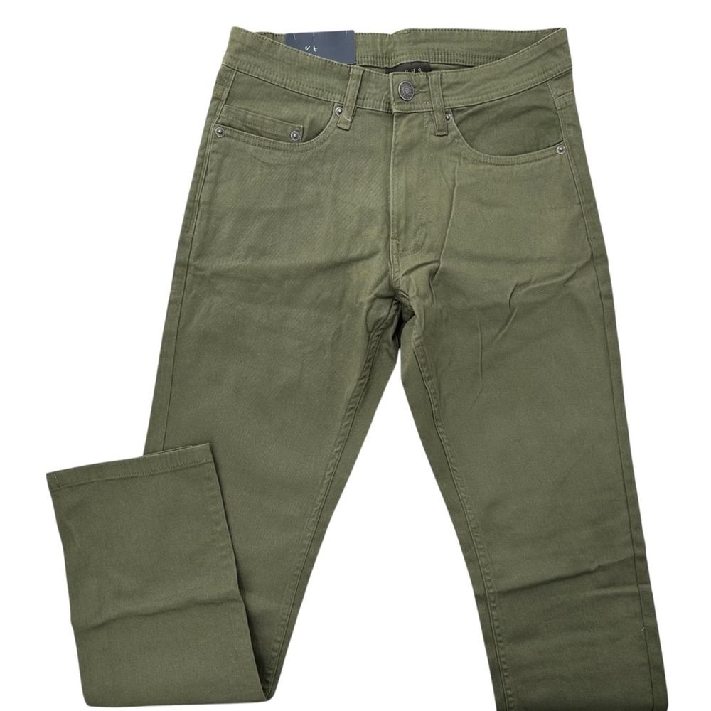 JACHS Stretch Twill Jeans Army Green Low Rise Slim Straight Leg Men's 28x30 NWT